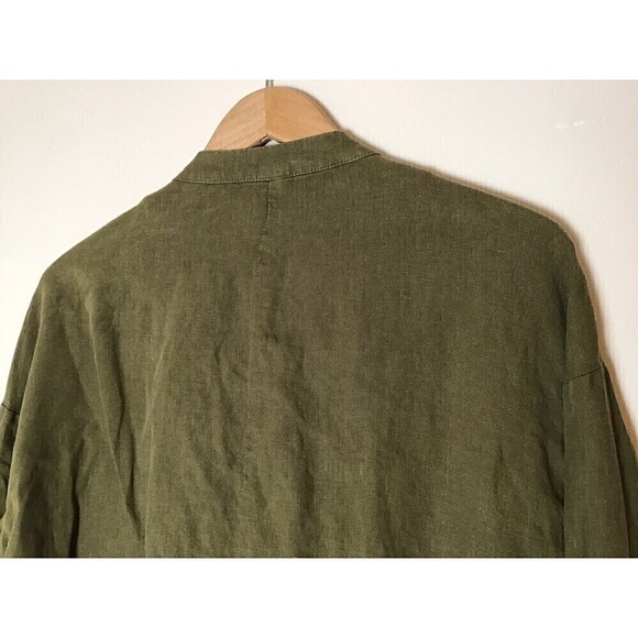 Zara Linen Shirt Jacket Size Large Full Zip Pockets - Picture 12 of 14